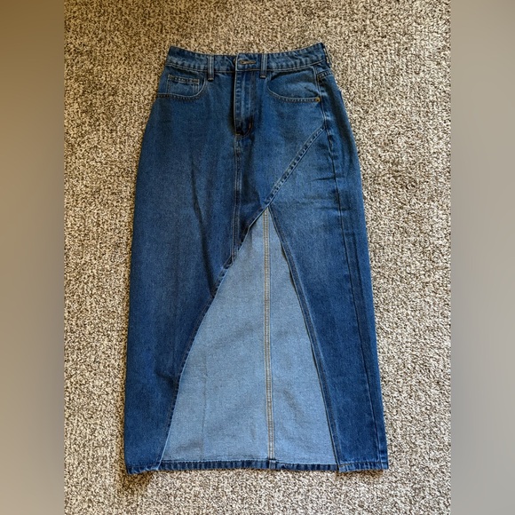 Denim slit midi skirt - Picture 1 of 2